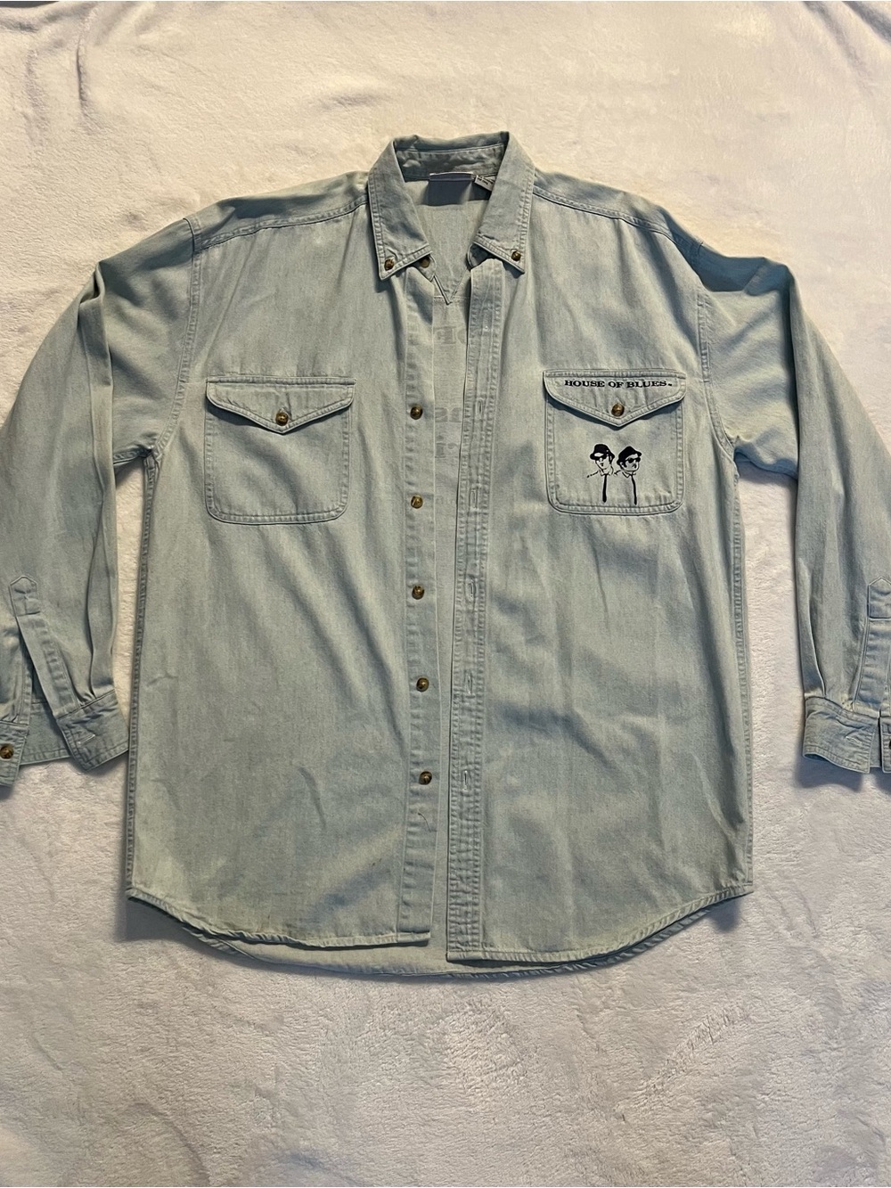 Vintage Light Wash Denim (100% cotton) Button-Down Oversized Shirt